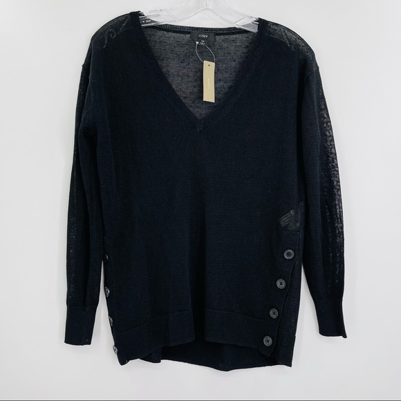 J. Crew Sweaters J Crew V Neck Sweater With Side Buttons In Linen